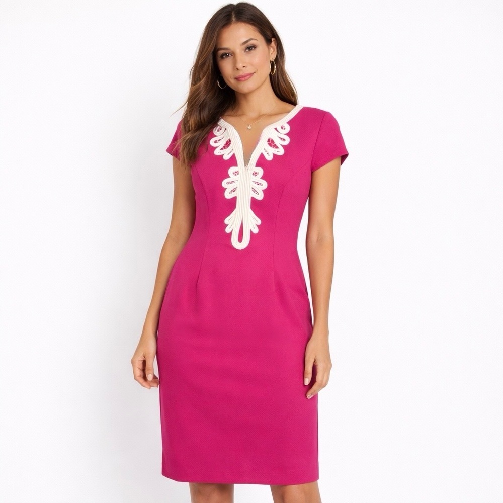 [Eliza J] Classic Pink Embroidery Sheath Dress
